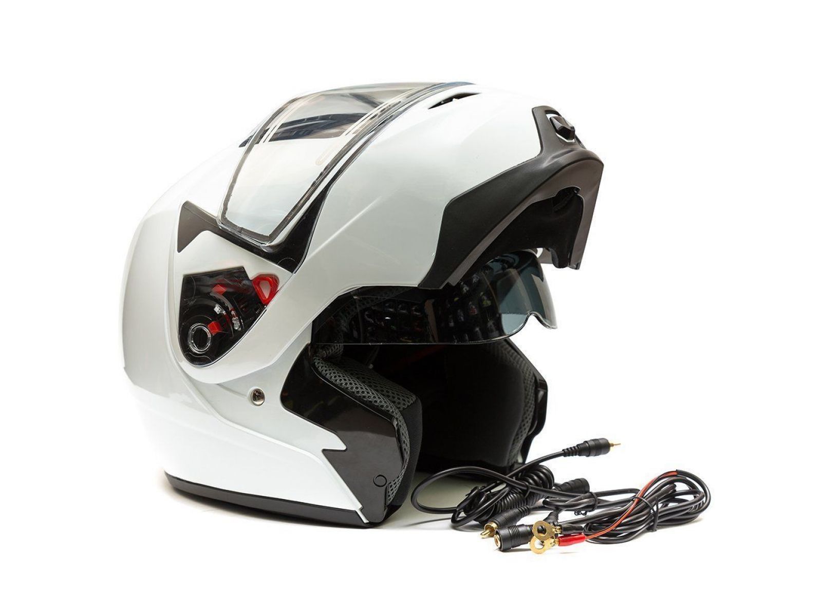 Шлем для снегохода GSB G-339 SNOW (с эл. визором) White Glossy