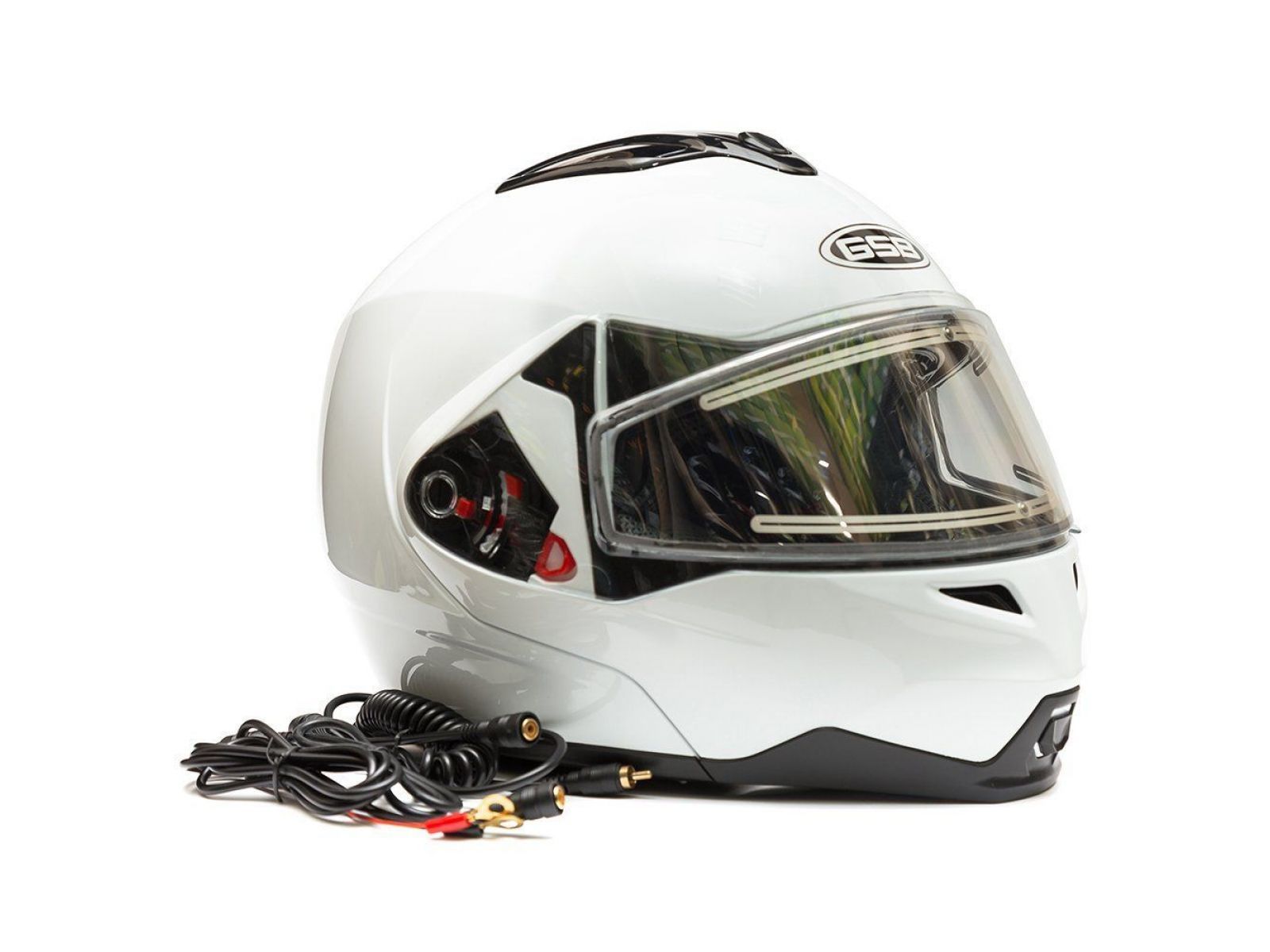 Шлем для снегохода GSB G-339 SNOW (с эл. визором) White Glossy