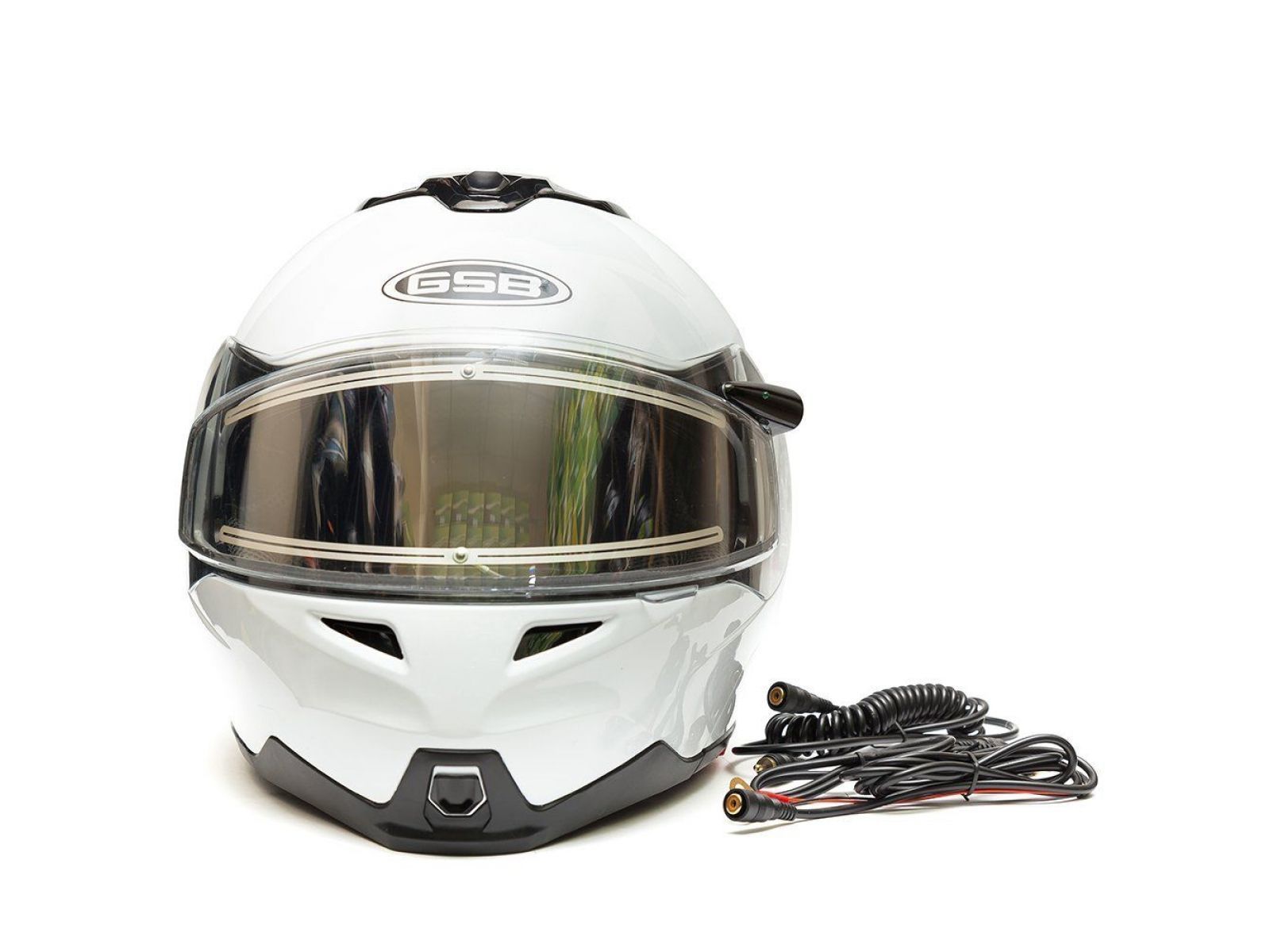 Шлем для снегохода GSB G-339 SNOW (с эл. визором) White Glossy