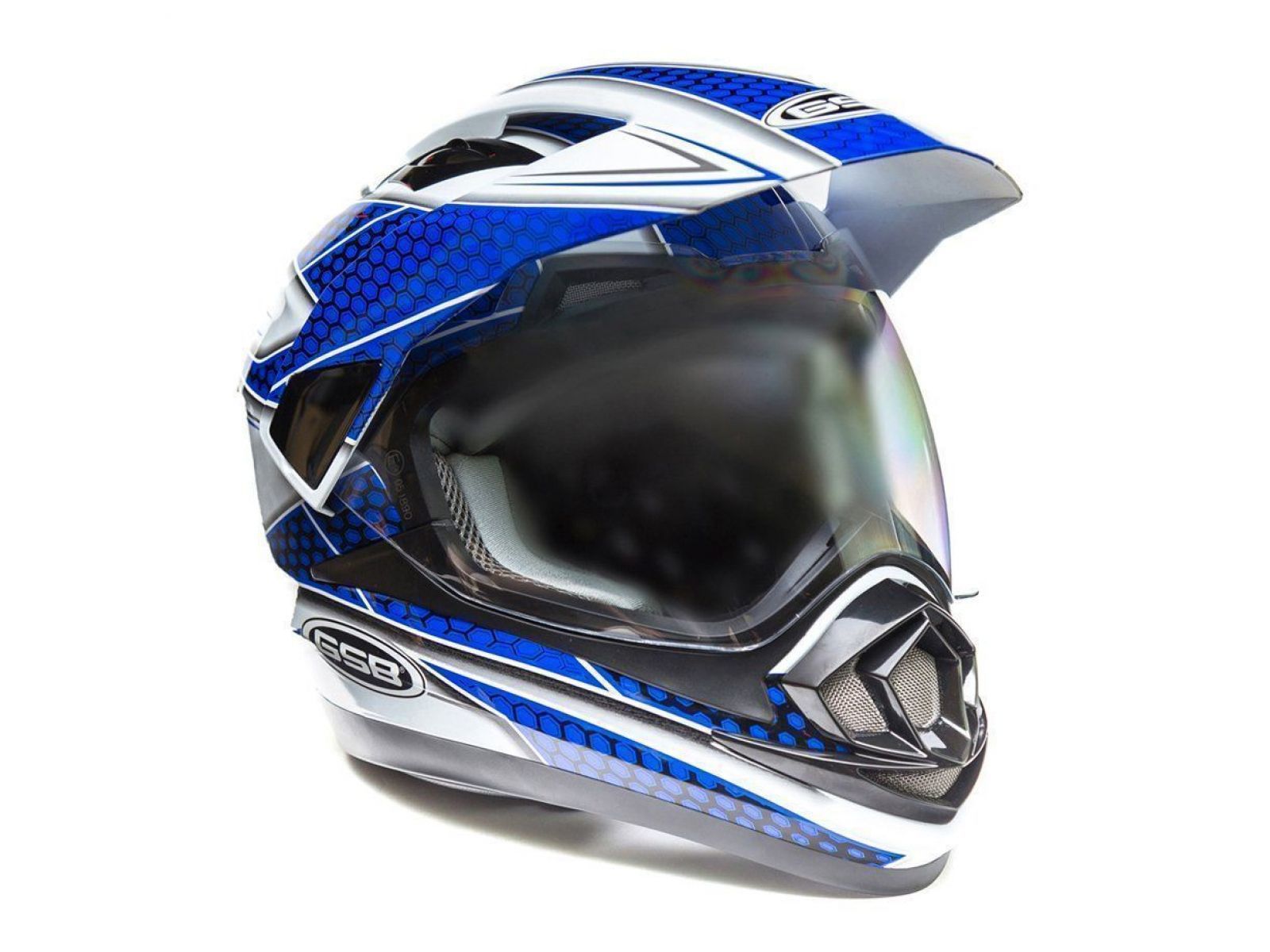 Шлем для снегохода GSB XP-14 A SNOW (с эл. визором) White/Blue