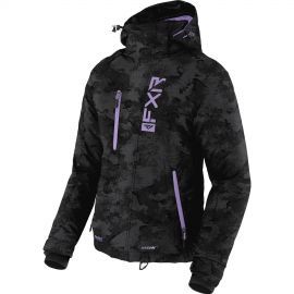 Снегоходная женская куртка FXR FRESH 22 Black Camo/Lilac