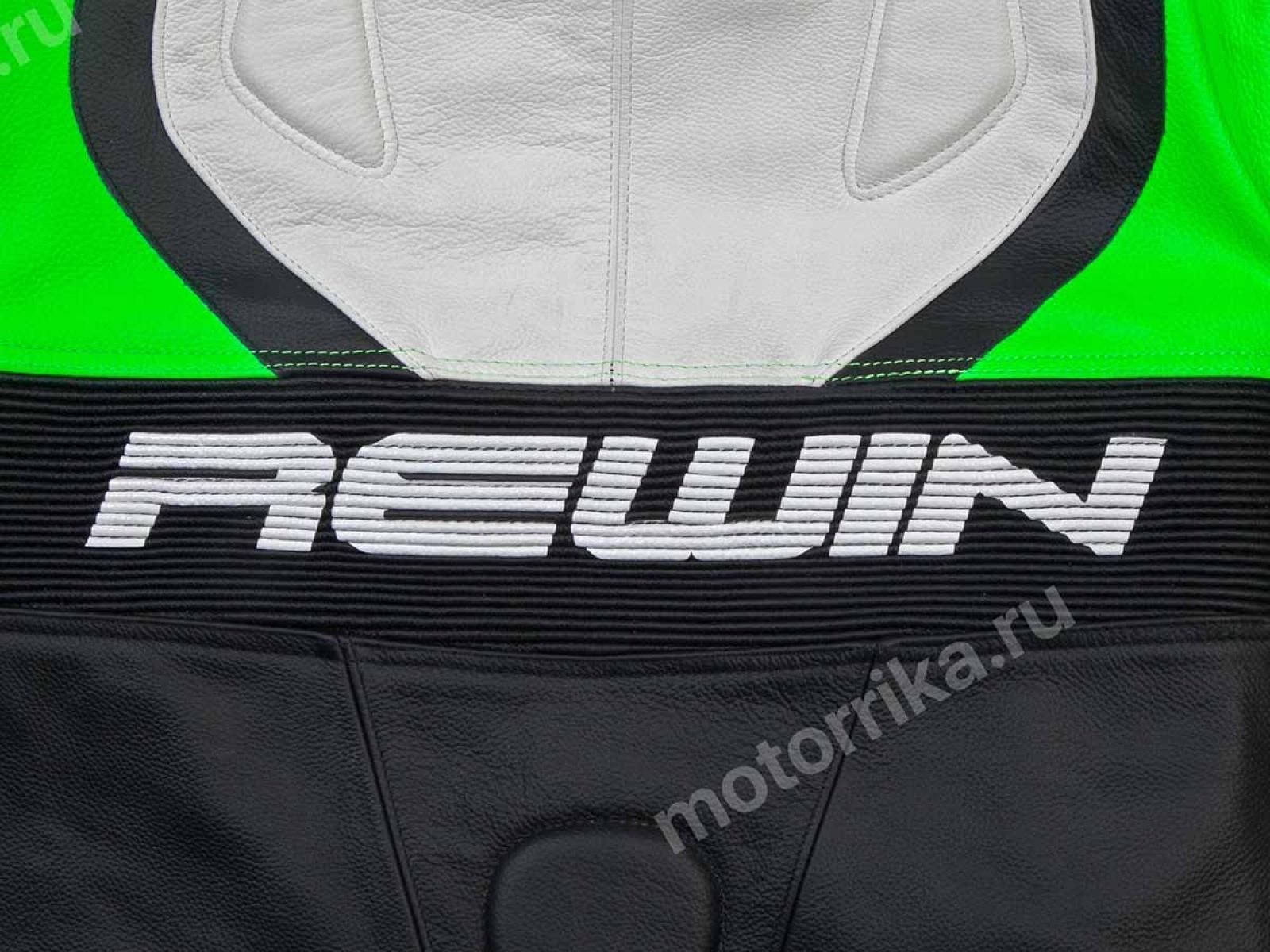 Мотокомбинезон Rewin Stream Green-white-black (кожа быка)