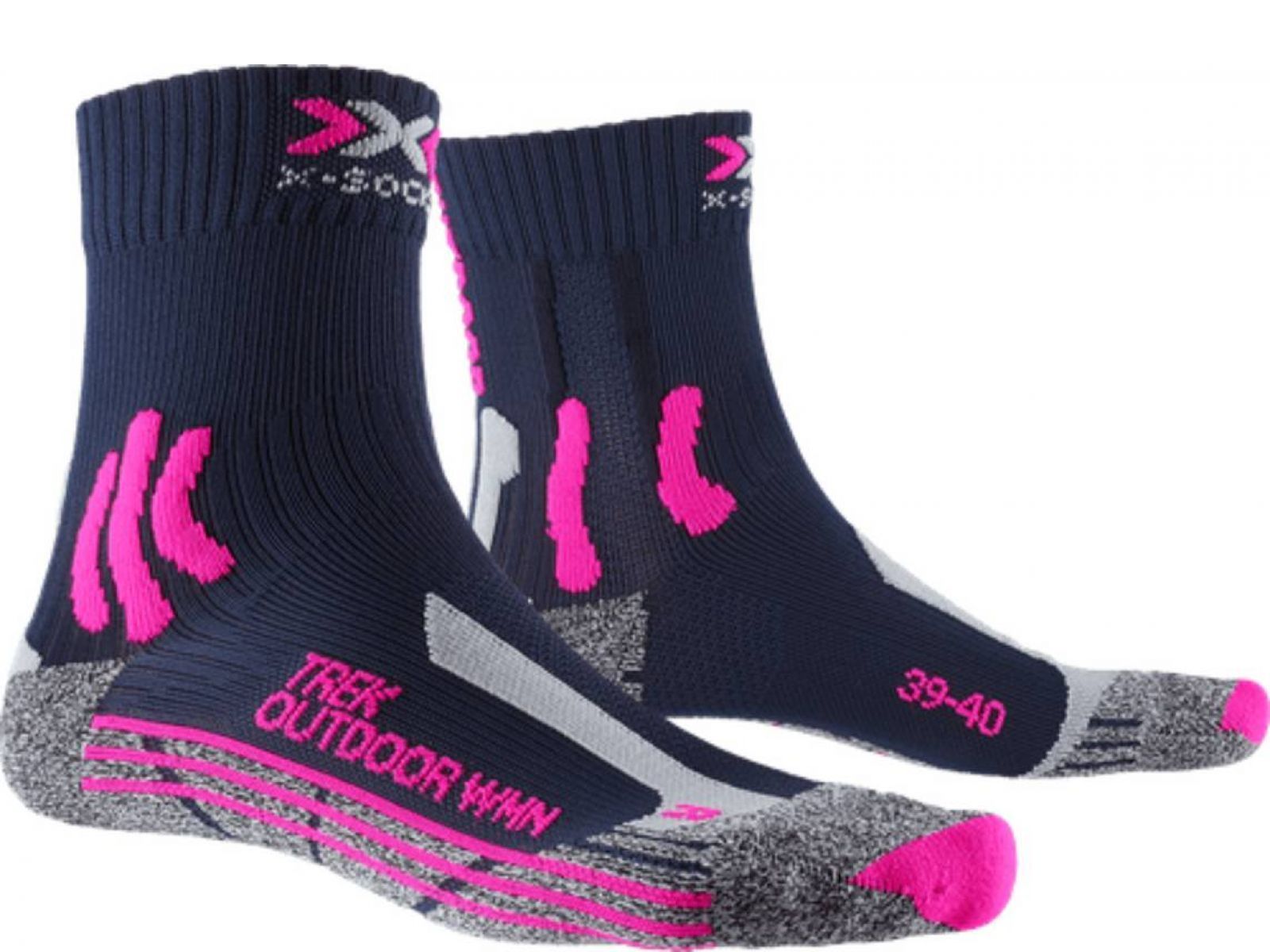 Термоноски женские X-SOCKS TREK OUTDOOR Midnight Blue/Pink/Lt Grey Melange