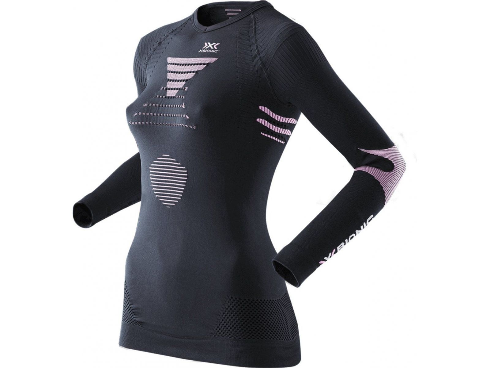Термофутболка женская с длинным рукавом X-BIONIC SKI TOURING EVO LADY UW SHIRT LG SL V-NECK Black/Pink