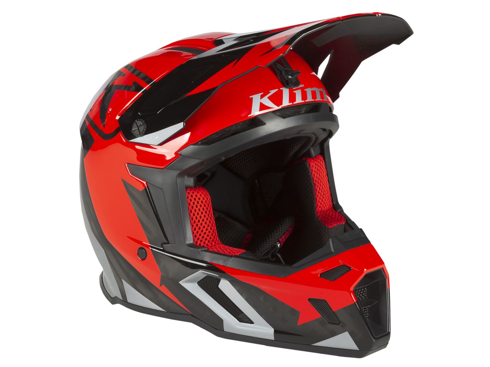 Мотошлем KLIM F5 Amp Fiery Red - Metallic Silver