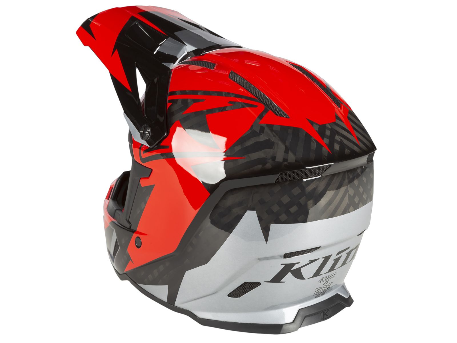 Мотошлем KLIM F5 Amp Fiery Red - Metallic Silver