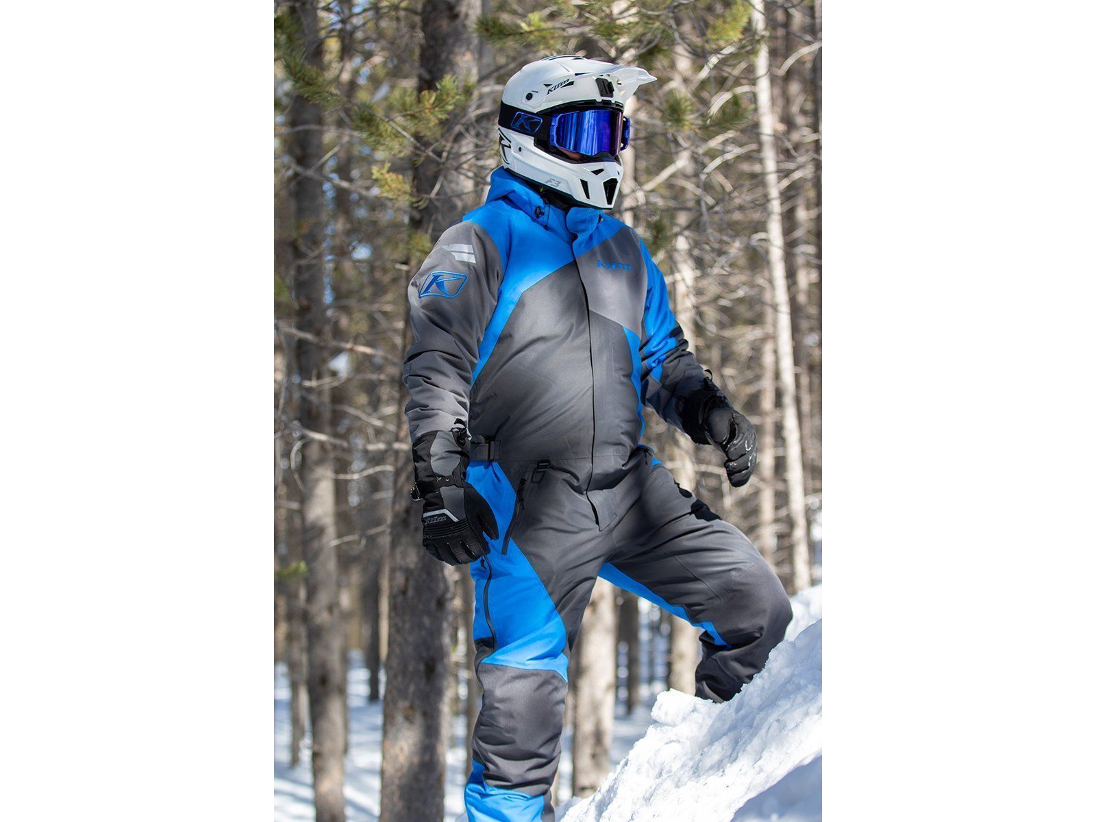 Снегоходный комбинезон KLIM RAILSLIDE ONE-PIECE Asphalt - Electric Blue Lemonade