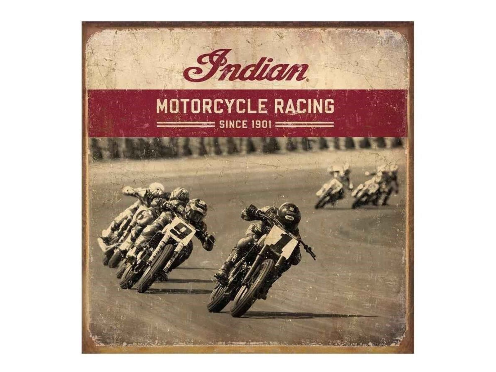 Купить Табличка металлическая INDIAN FLAT TRACK RACING Brown - цена ...