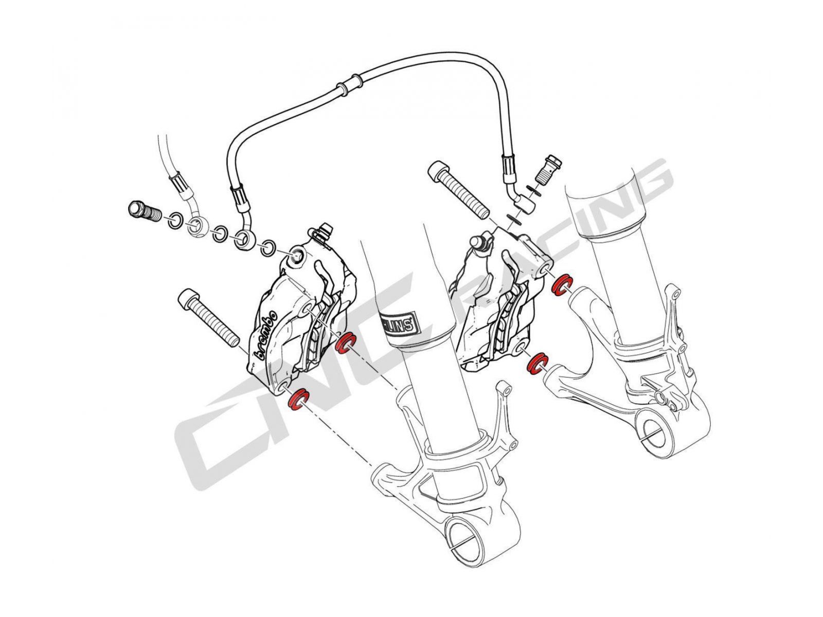 Проставки передних суппортов комплект CNC Racing для Ducati/ Aprilia