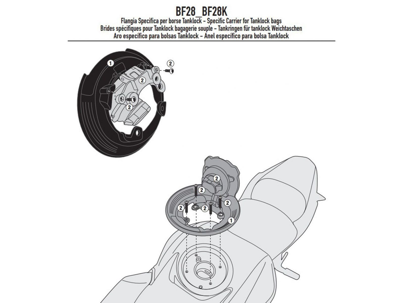Крепеж сумки на бак GIVI TANKLOCK BF28 для Kawasaki Z650 17-21