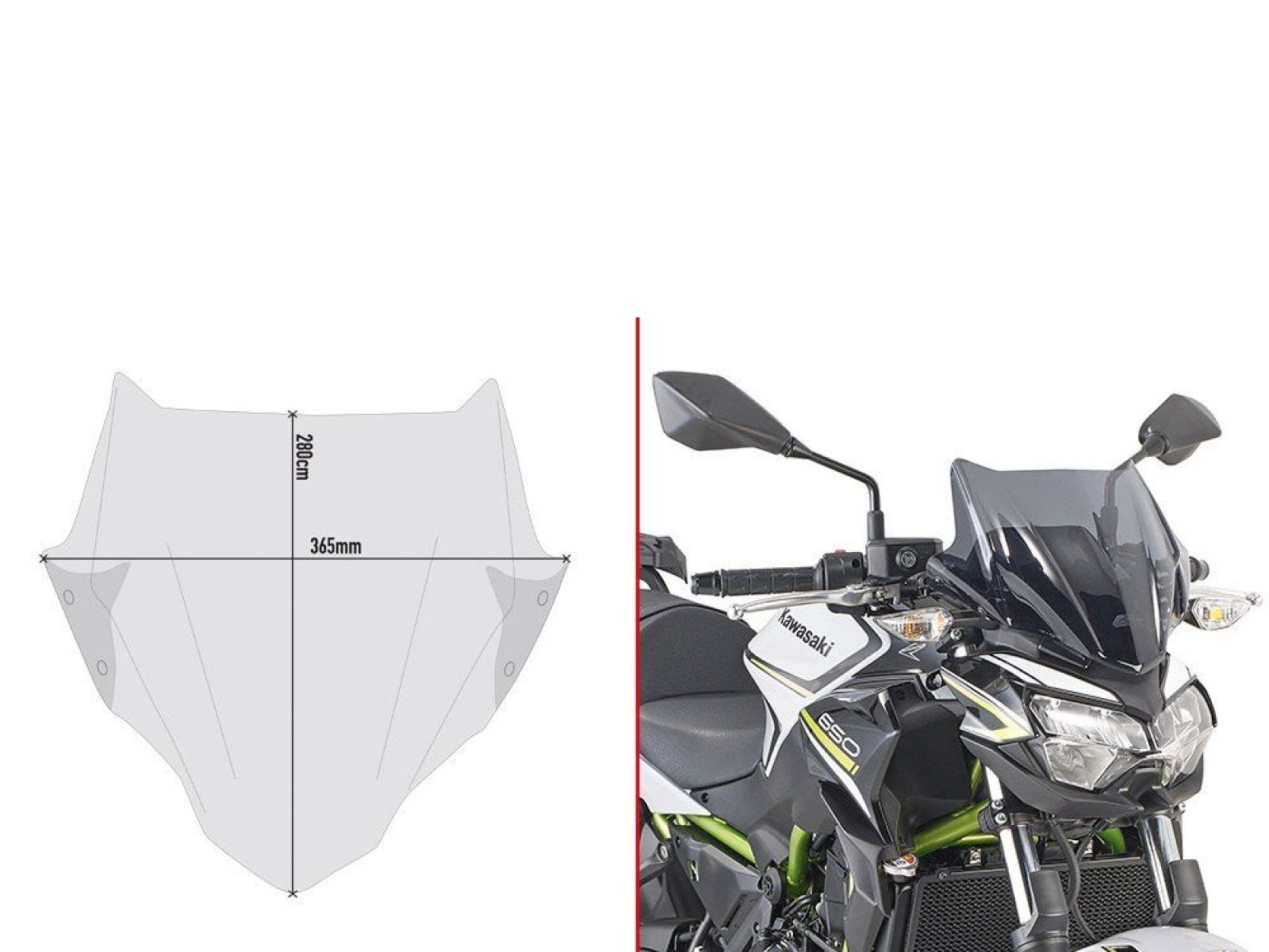 Стекло ветровое GIVI 4128S для Kawasaki Z650 20-21/ Yamaha MT-03 321 20-21