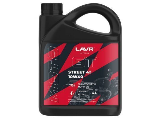 Моторное масло для мотоциклов LAVR GT STREET 10W-40 4T 4 л Ln7726