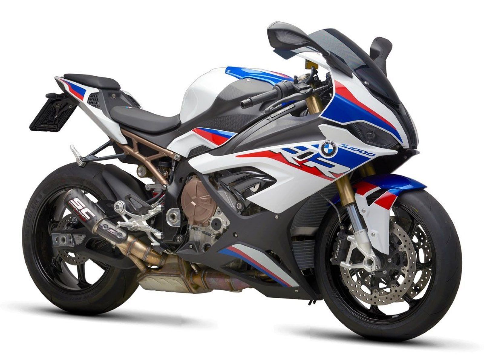 Глушитель SC Project  Slip-On CR-T карбон титановая сетка для BMW S1000RR 19-20