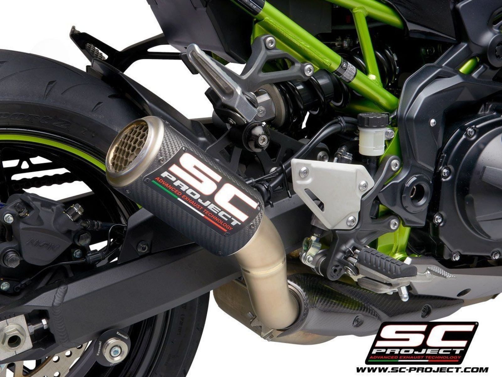 Глушитель SC Project Slip-On CR-T карбон титановая сетка для Kawasaki Z900 20